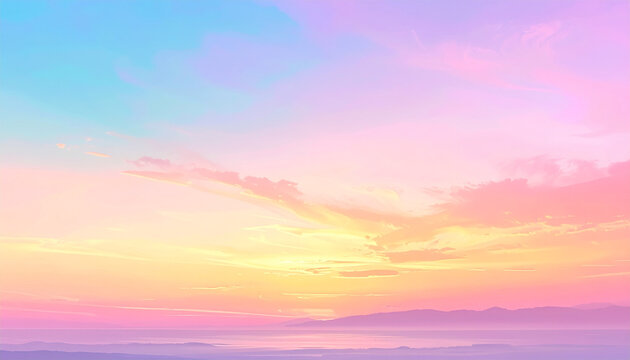 Colorful sky with soft pastel hues