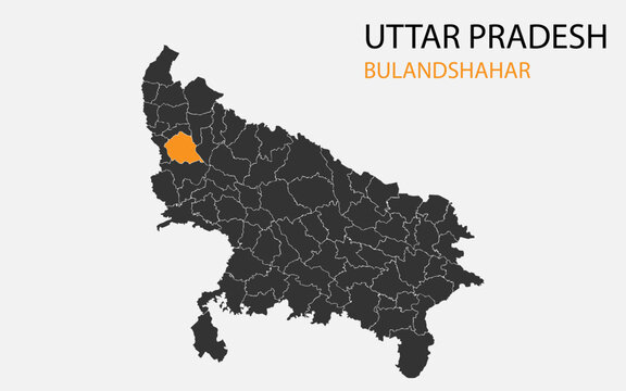 Uttar Pradesh png map with districts, Indian state Uttar Pradesh district map, Uttar Pradesh Bulandshahr