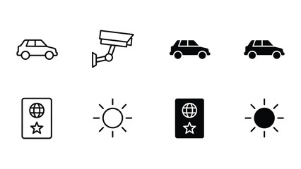 Icons representing surveillance, identification, and global connectivity themes © FirujaStock