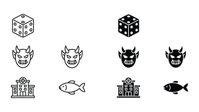 Contrasting visual themes of luck, danger, and medical care with fish and buildings