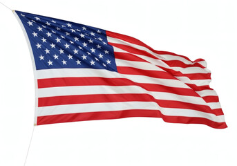 Fototapeta premium American flag waving in the wind during sunny weather at a public location