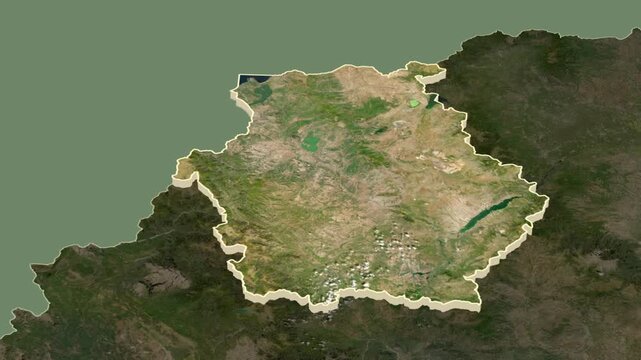 Western Macedonia region, extrusion on map - inset locator with territory position in Greece.