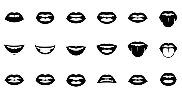 Lip Sync Mouth Silhouette Icons &ndash; 30 Phoneme Animation Vector Set