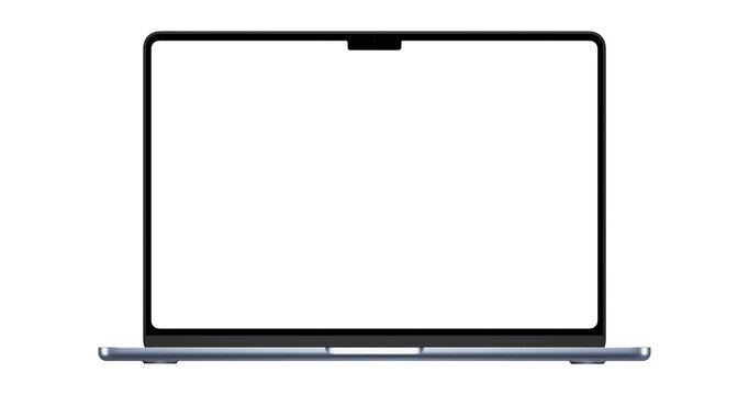 Isolated laptop mockup without background with blank screen. Stock royalty free 