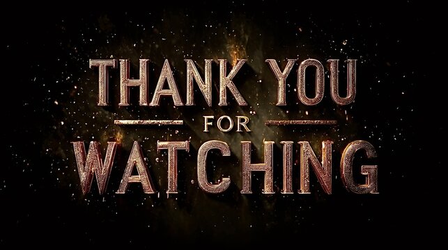 Golden thank you for watching 3d text showing appreciation