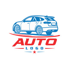Obraz premium Auto Car Logo Modern Vehicle Automotive Blue Branding Transport Vector Design