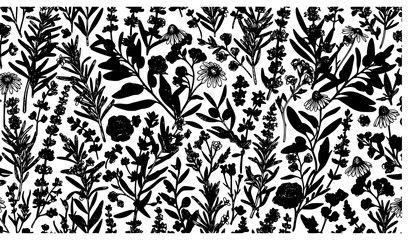 Vintage Botanical Herbs Floral Seamless Pattern Elegant Vector Illustration © Karimul