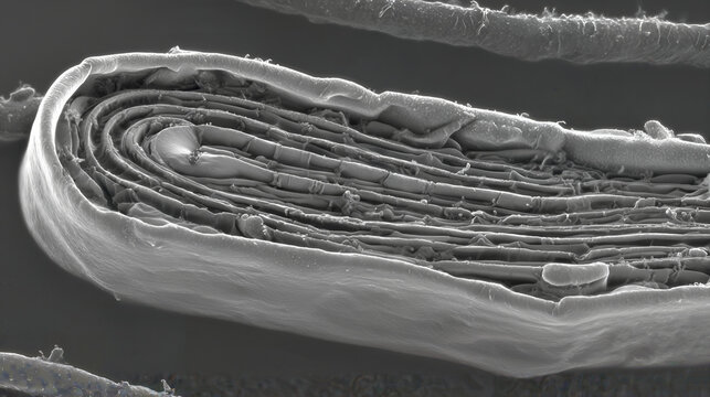 Longitudinal Section of Mitochondrion via Scanning Electron Microscopy