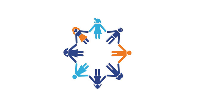 Diverse people joining hands in unity.