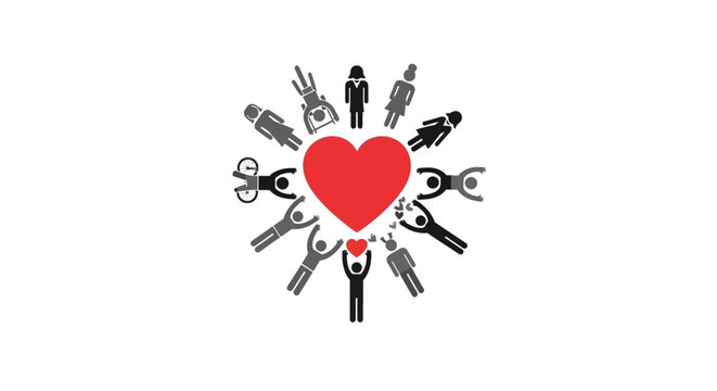 Heart surrounded by various tools.