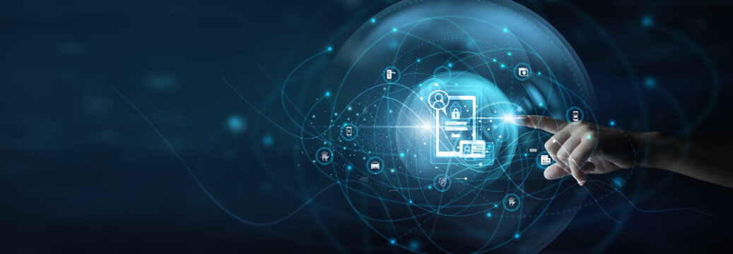 Security specialist holding authentication screen. Identity and Access manage user identities, authentication, and secure system access.
