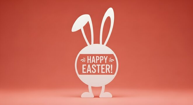 Festive easter egg with rabbit ears on a red background