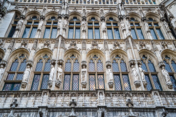 Fototapeta premium Sculptural Detail of Brussels Town Hall Gothic Facade