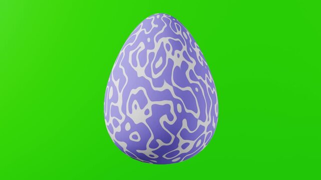 Purple and white 3d easter egg with green screen background for easter holiday decorations inn 4k seamless loop
