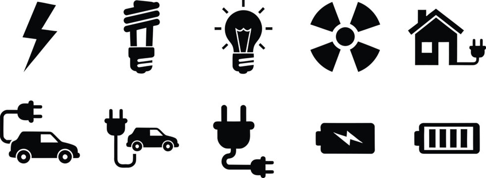 Black and white of electricity and energy concepts light bulb