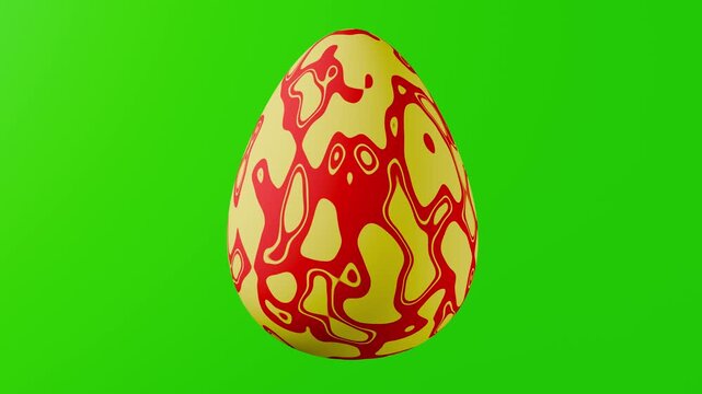 Yellow and red 3d easter egg with green screen background for easter holiday decorations inn 4k seamless loop