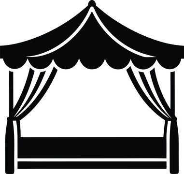 bed canopy silhouette vector art illustration, black and white design