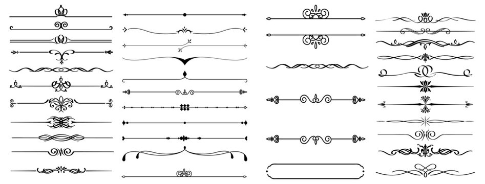 Set of decorative divider elements. Divider ornament, borders, doodle, separators, page dividers, header