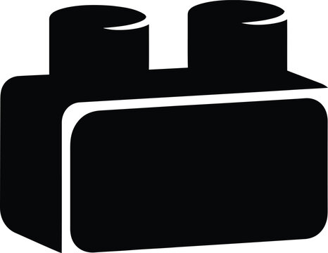 A black and white image of a rectangular object with two cylindrical protrusions on top resembling a camera or binoculars