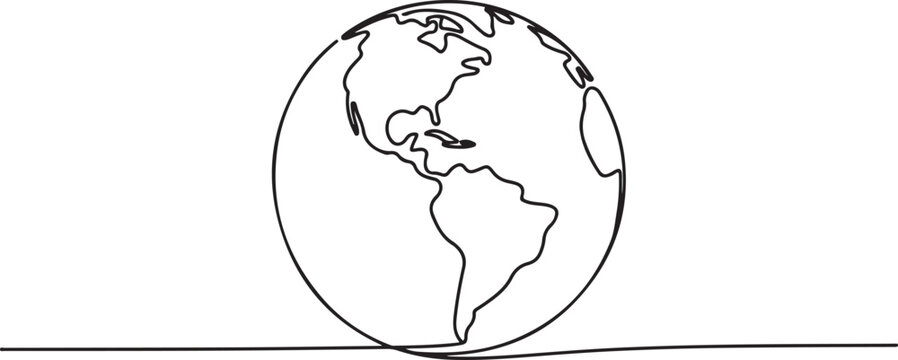 Earth with latin america map. Latin america concept. one line Icon drawing