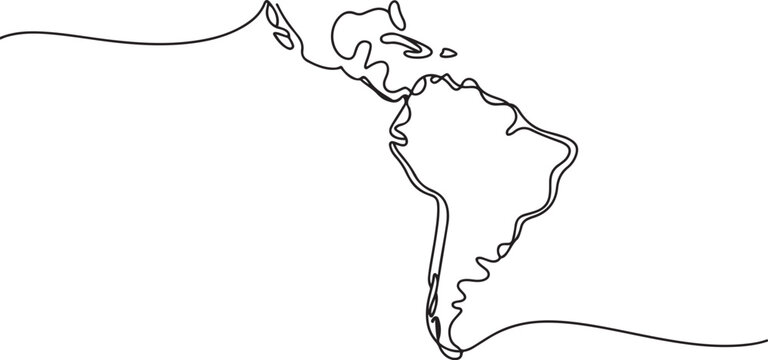 Map of latin america. Latin america concept one-line drawing. one line Icon drawing