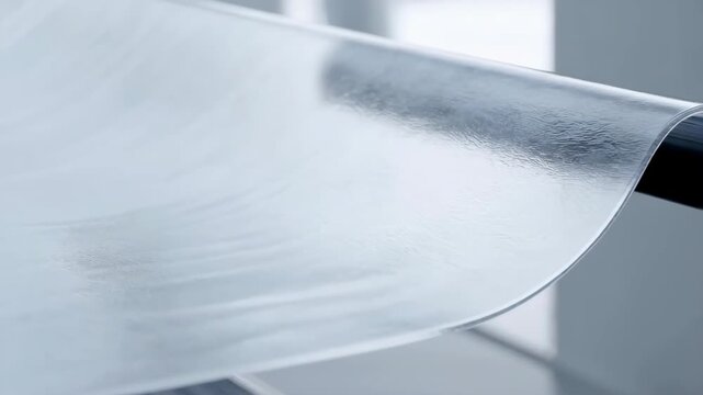 Film clear flexible plastic sheet with subtle texture and wavy surface, abstract background for design