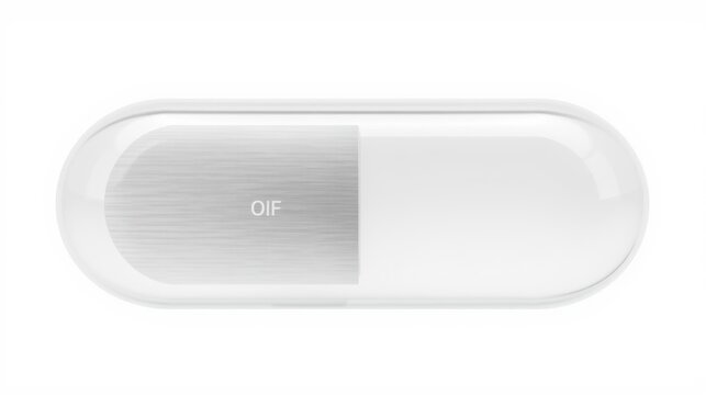 White usb drive shown. Metallic section displays OIF text. Simple design, compact storage solution. Minimalist aesthetic.