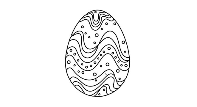 A minimalist vector illustration of a decorated Easter egg with intricate line art design