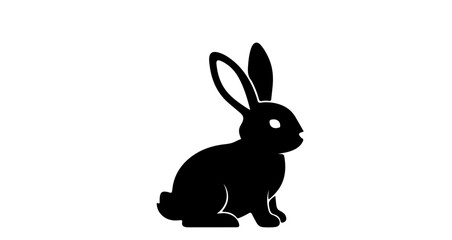 Fototapeta premium A black silhouette of a rabbit sitting on a white background