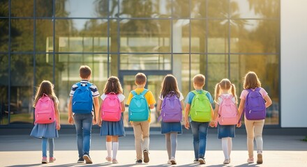 Fototapeta premium Celebrating friendship day diverse group of kids standing together in unity