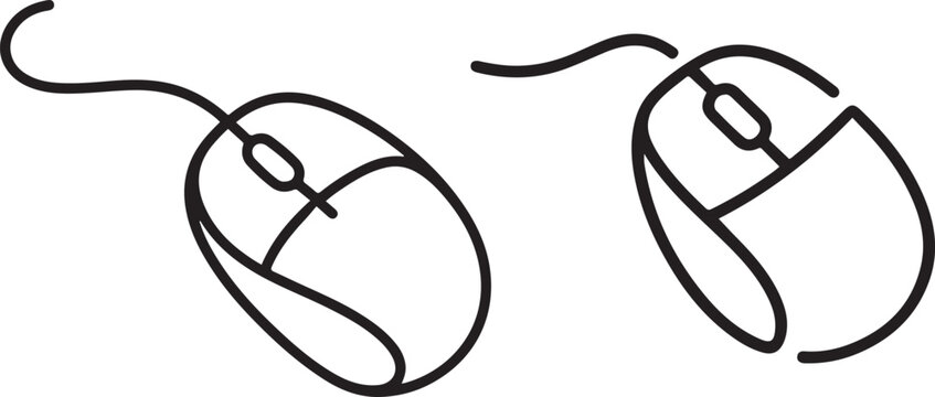 Drawn continuous one line computer mouse logo. Vector illustration, continuous line art illustration, Computer mouse continuous one line drawing One line draw graphic design vector