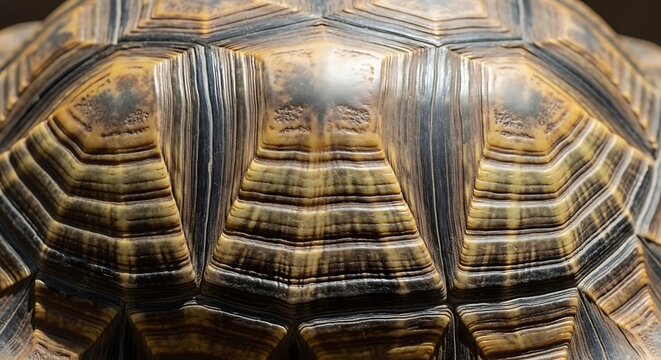 Close-up texture of a tortoise shell showing intricate patterns and natural colors