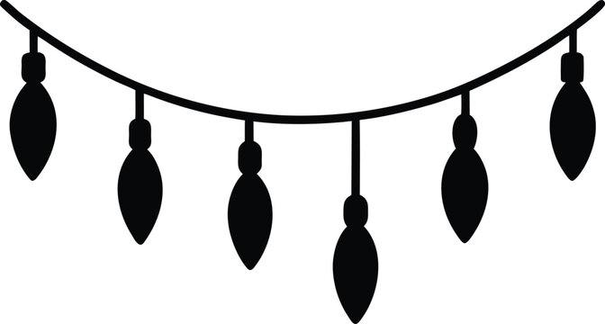 string lights silhouette vector art illustration, black and white design