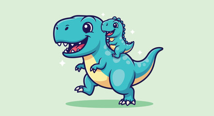 Cute Cartoon Dinosaur Family Illustration. © NFS Studio