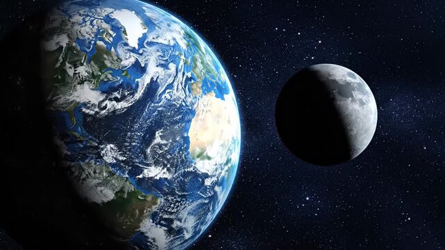 Stunning image depicts planet Earth and the moon in a vast and starry cosmic expanse