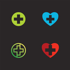 Obraz premium Flat medical logo vector icon design with healthcare symbol and clinic service concept