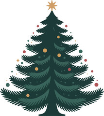 Obraz premium Festive holiday christmas tree with colorful ornaments and lights holiday decoration green tree desi