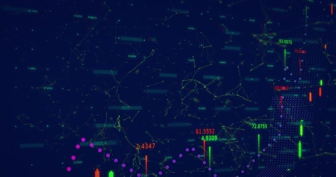 Animation of graphs representing financial data and graphics