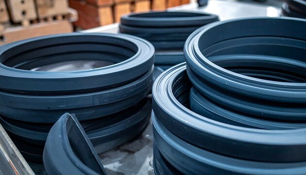 Rubber gaskets in industrial setting.