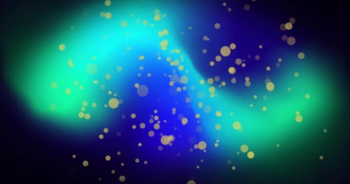 Animation of orange glowing spots over vibrant abstract background
