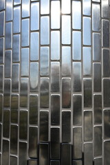 Obraz premium Metallic Silver Brick Tile Wall Texture
