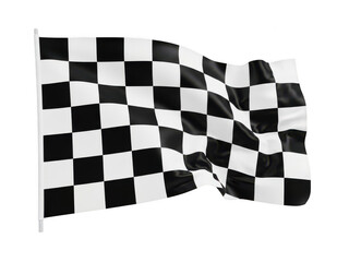 Obraz premium Waving black and white checkered flag isolated on white background