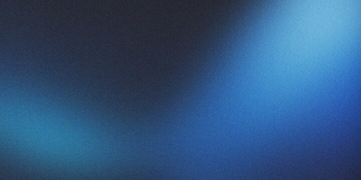 Cool abstract grainy texture background with dark gray and deep blue gradient colors creating a mesmerizing, blurry light leak effect.