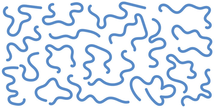 Blue squiggle line pattern background. Abstract doodle vector texture