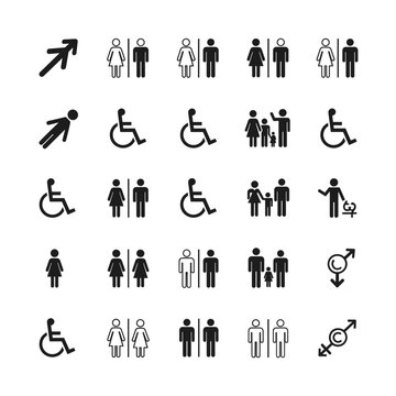 Black and white accessibility icons set.