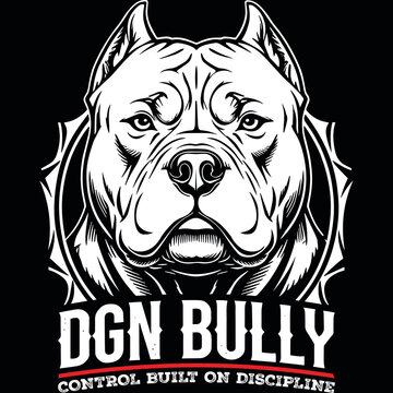 American Bully dog mascot logo with "DGN BULLY" text on black background.