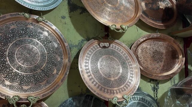 Coppersmith Bazaar of Gaziantep (Turkish: Bakircilar Carsisi). Handmade copper products and shopping center. Historical coppersmith shopping center.