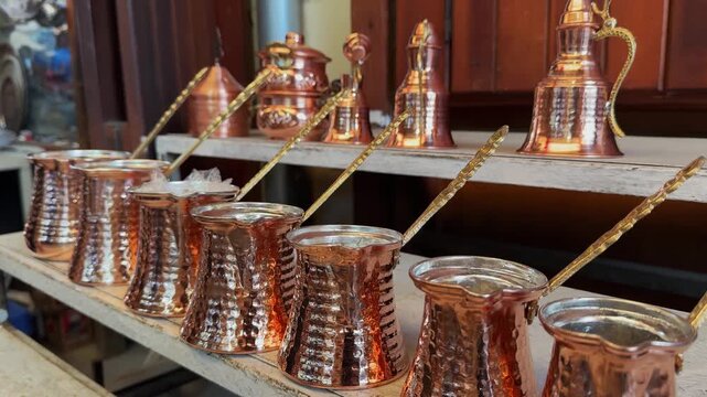 Coppersmith Bazaar of Gaziantep (Turkish: Bakircilar Carsisi). Handmade copper products and shopping center. Historical coppersmith shopping center.