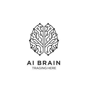 AI brain circuit technology logo design.
