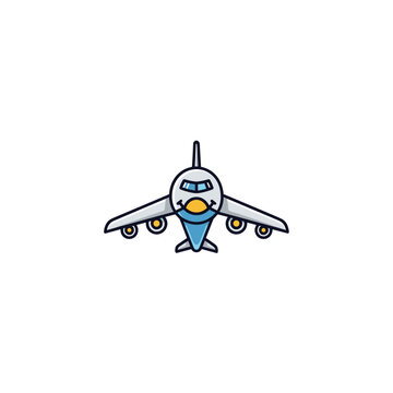 Airplane Cartoon Front View Illustration.